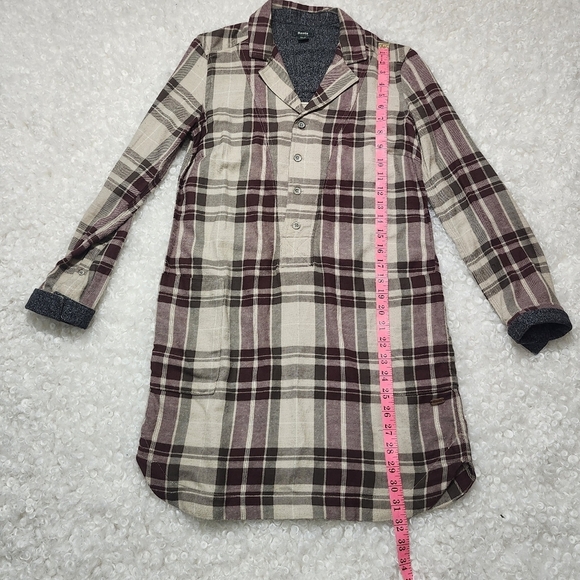 Vintage Roots Plaid Flannel Shirt Dress Xs  Tartan Cozy Tunic - Picture 10 of 15